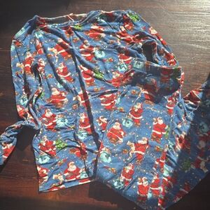 Posh Peanut Santa Claus Pajama Set Blue Bamboo Viscose Size 7